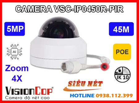 Lắp đặt camera VSC-IP0450R-PIR Camera VISIONCOP (5MP)