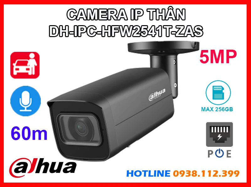 Lắp đặt camera Camera DH-IPC-HFW2541T-ZAS Dahua (5MP)