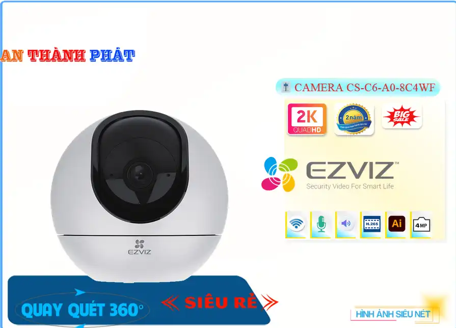 ➠  CS-C6-A0-8C4WF sắc nét Wifi Ezviz