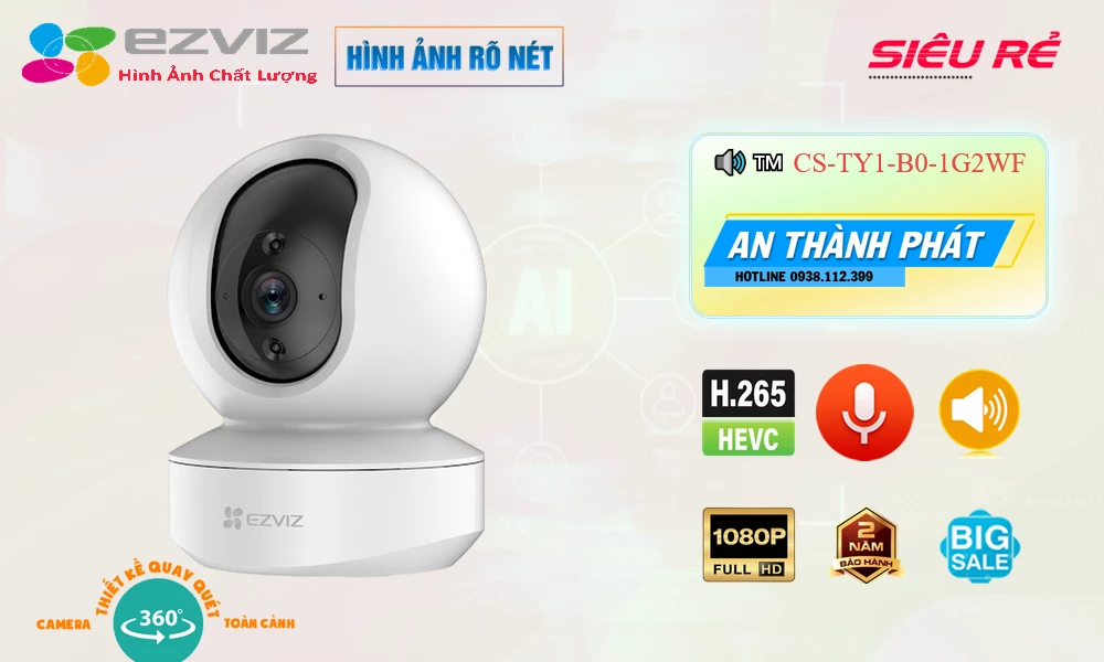 CS-TY1-B0-1G2WF sắc nét Wifi Ezviz
