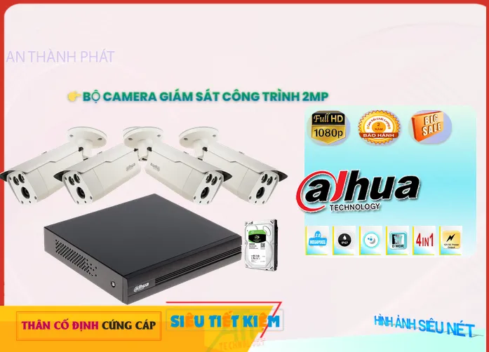 Bộ Camera Giám Sát Công Trình 2MP, Camera công trình 2MP, Bộ camera giám sát 2MP, Camera giám sát công trình siêu nét, Camera an ninh công trình 2MP, Camera giám sát công trình chất lượng cao