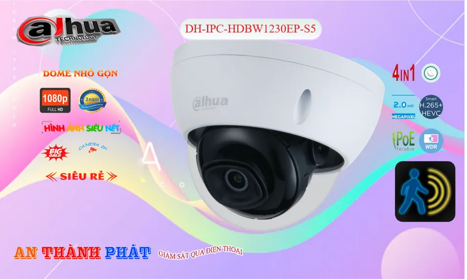 ➠  DH-IPC-HDBW1230EP-S5 sắc nét Dahua
