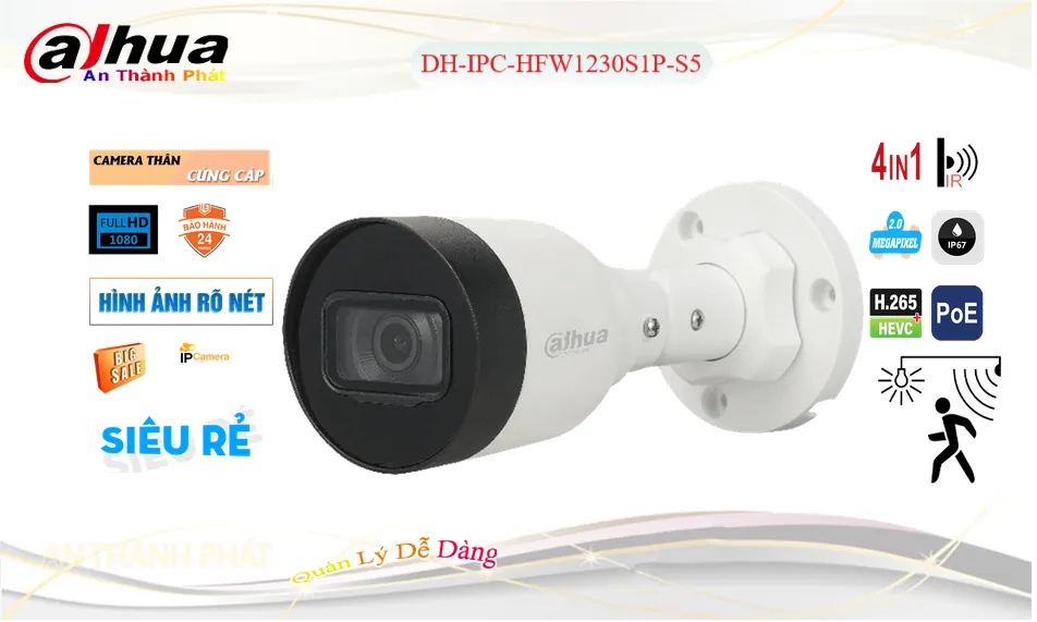 DH-IPC-HFW1230S1P-S5 sắc nét Dahua DH-IPC-HFW1230S1P-S5 sắc nét Dahua
