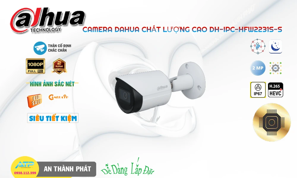✅ DH-IPC-HFW2231S-S Camera Thiết kế Đẹp Dahua