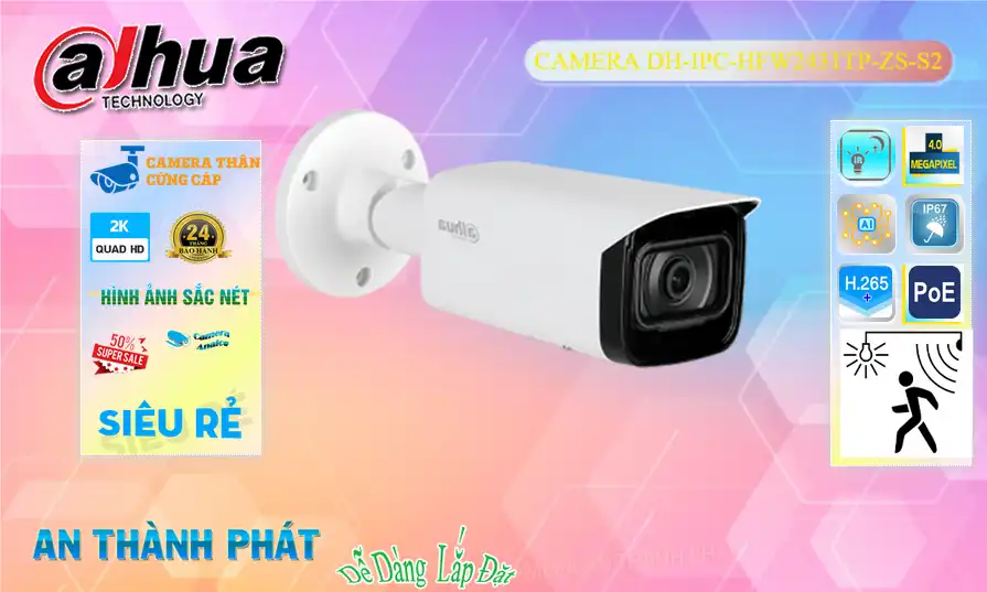 DH-IPC-HFW2431TP-ZS-S2 sắc nét Dahua DH-IPC-HFW2431TP-ZS-S2 sắc nét Dahua