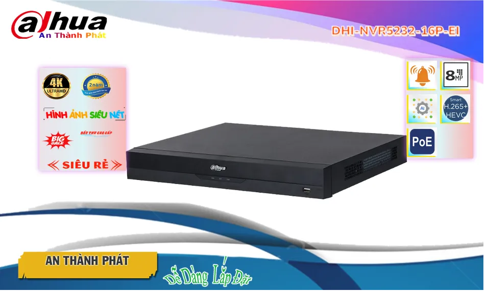 DHI-NVR5232-16P-EI sắc nét Dahua