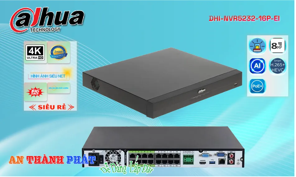 DHI-NVR5232-16P-EI sắc nét Dahua