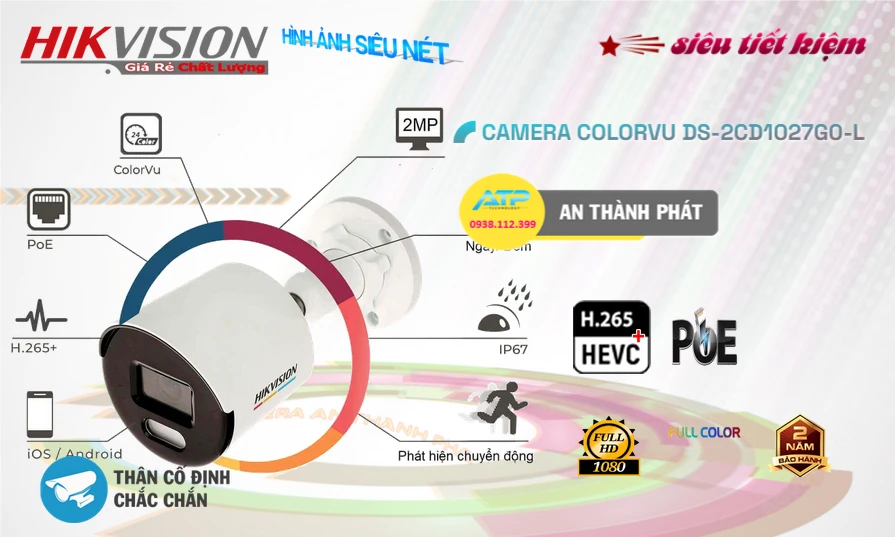 DS-2CD1027G0-L sắc nét Hikvision DS-2CD1027G0-L sắc nét Hikvision
