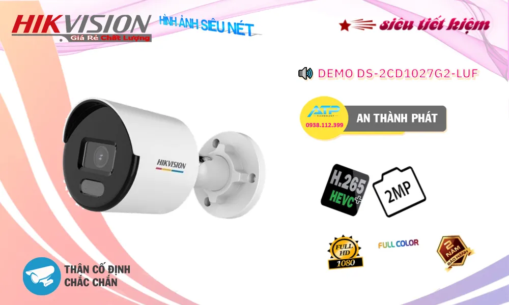 DS-2CD1027G2-LUF sắc nét Hikvision