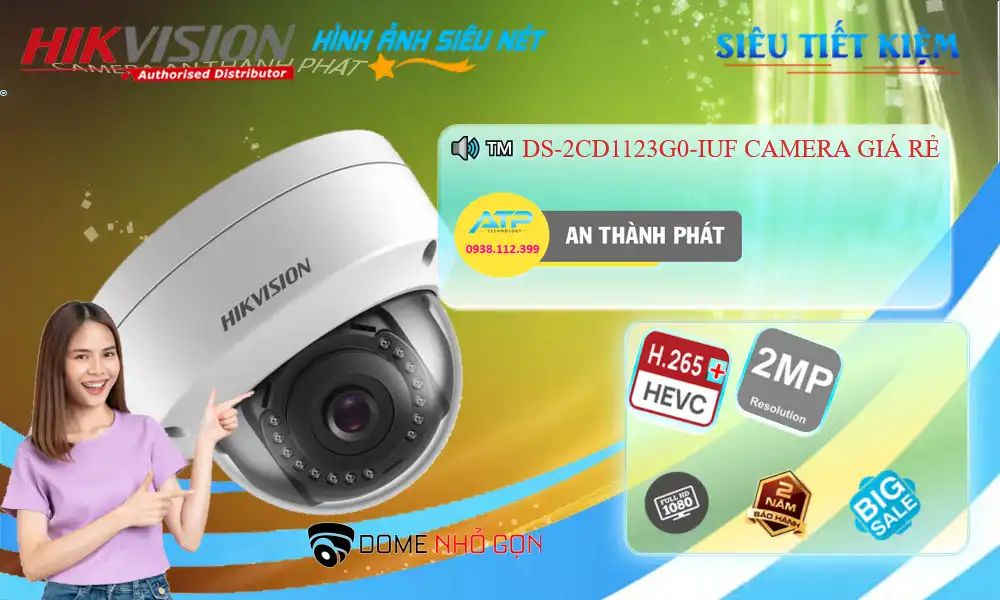 DS-2CD1123G0-IUF sắc nét Hikvision