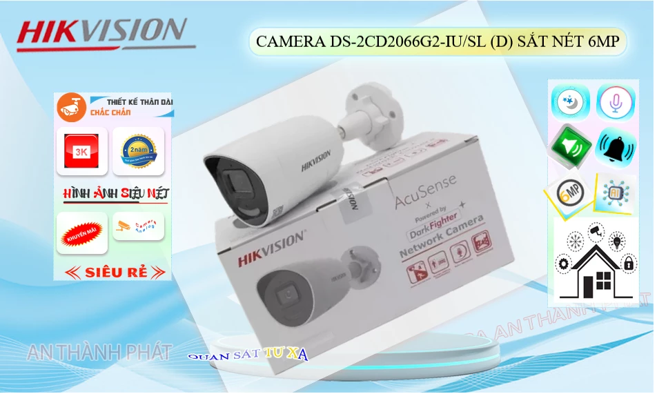 ➠  DS-2CD2066G2-IU/SL(D) sắc nét Hikvision