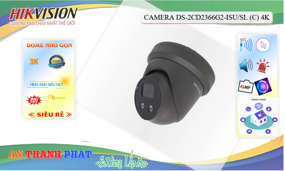 ➠  DS-2CD2366G2-ISU/SL(C) sắc nét Hikvision