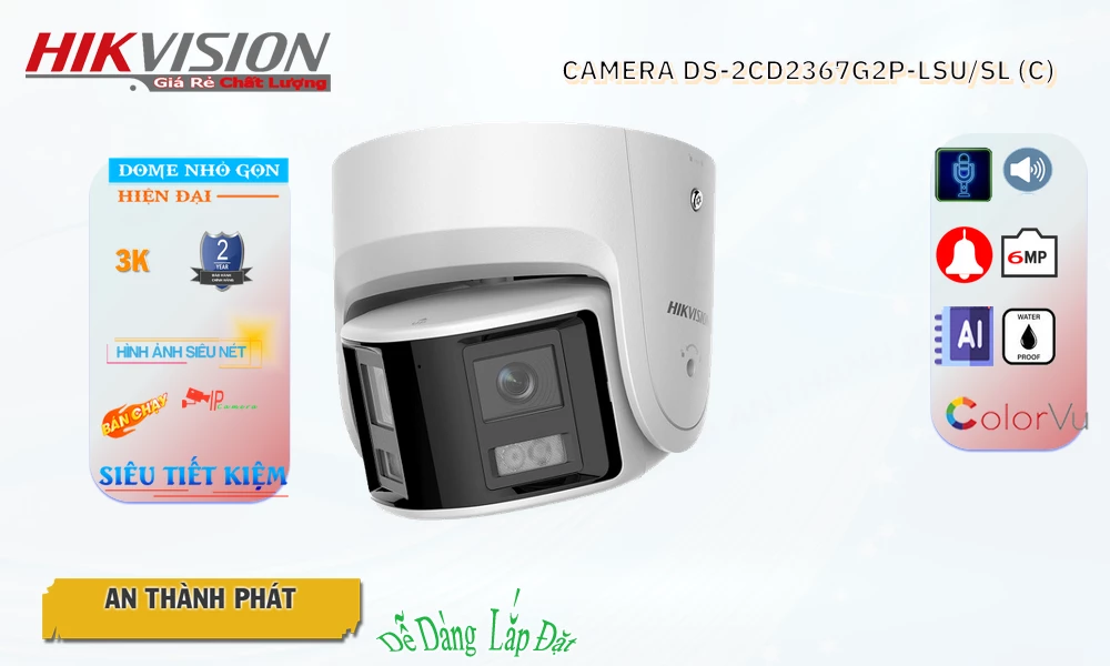 DS-2CD2367G2P-LSU/SL(C) sắc nét Hikvision