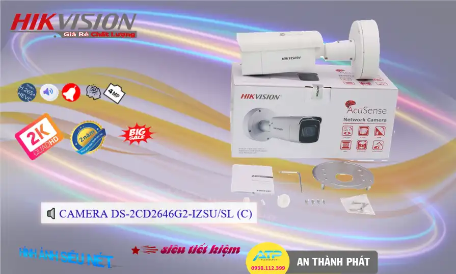 ➠  DS-2CD2646G2-IZSU/SL(C) sắc nét Hikvision