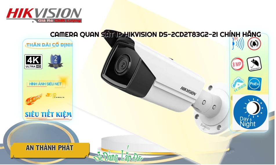 DS-2CD2T83G2-2I sắc nét Hikvision