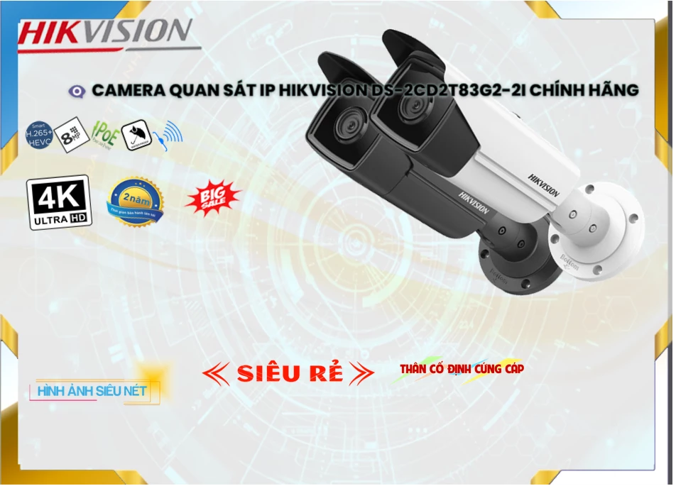 Camera IP Hikvision DS-2CD2T83G2-2I,DS-2CD2T83G2-2I rẻ nhất, Loại Camera DS-2CD2T83G2-2I Công Nghệ Mới,DS-2CD2T83G2-2I Cấp Nguồ Qua Dây Mạng  giá mới nhất,DS-2CD2T83G2-2I Giá Khuyến Mãi,Giá kỹ thuật DS-2CD2T83G2-2I 8.0 megapixel ,Địa Chỉ Bán DS-2CD2T83G2-2I,DS-2CD2T83G2-2I rẻ nhất,DS-2CD2T83G2-2I Công Nghệ Mới