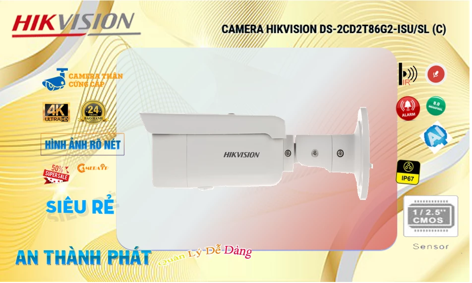 DS-2CD2T86G2-ISU/SL(C) sắc nét Hikvision