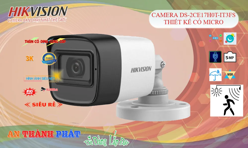 DS-2CE17H0T-IT3FS sắc nét Hikvision DS-2CE17H0T-IT3FS sắc nét Hikvision