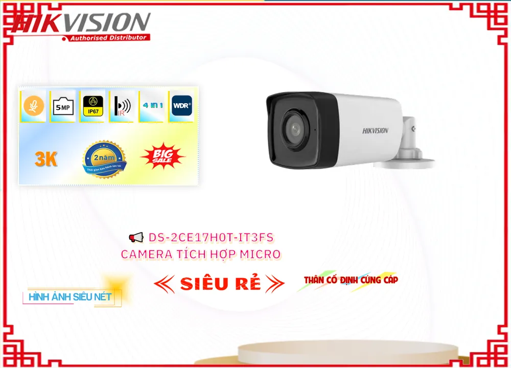 DS-2CE17H0T-IT3FS sắc nét Hikvision DS-2CE17H0T-IT3FS sắc nét Hikvision