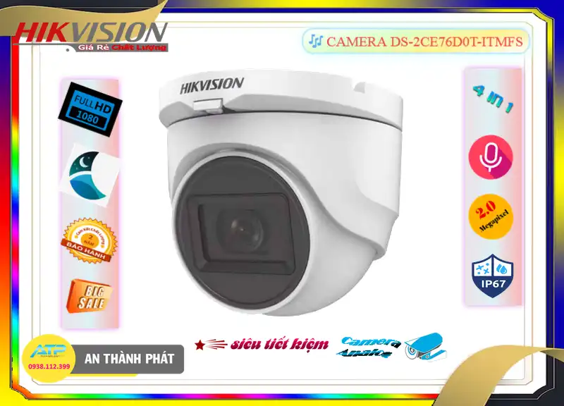 ➠  DS-2CE76D0T-ITMFS sắc nét Hikvision