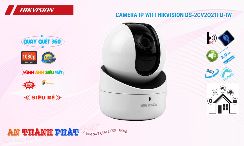 Không Dây DS-2CV2Q21FD-IW Sắc Nét Hikvision