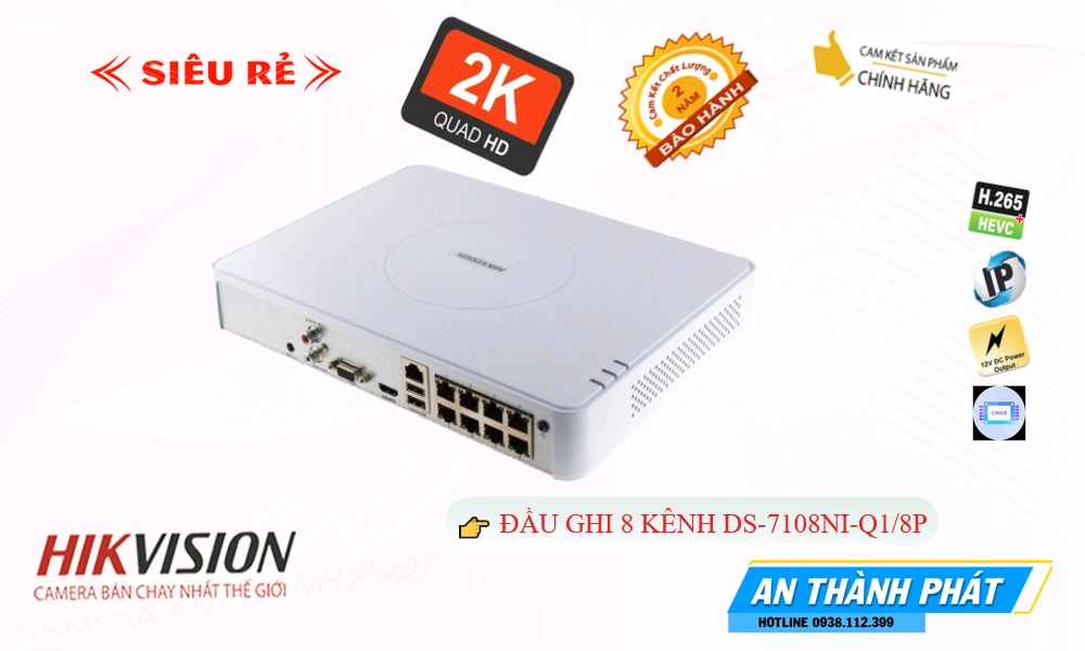 Đầu Ghi Camera Hikvision DS-7108NI-Q1/8P Mẫu Đẹp