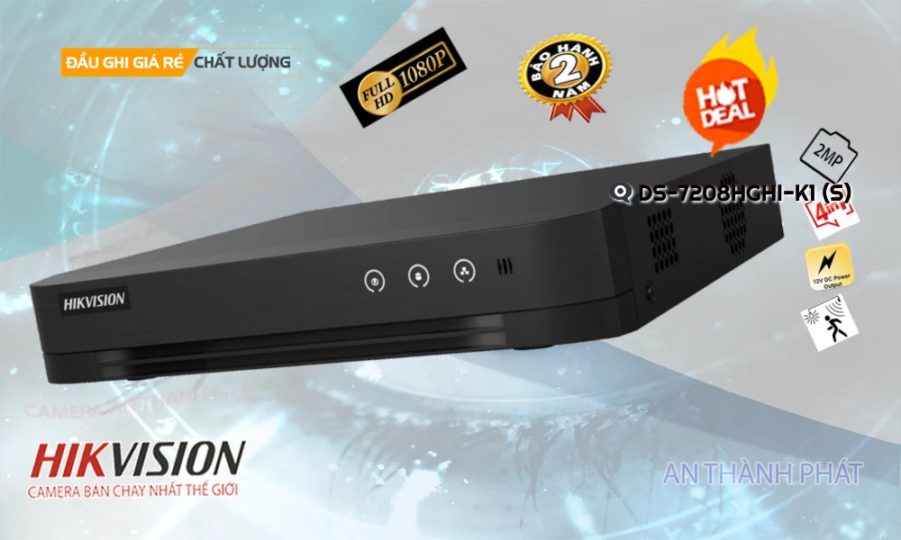 ➠  DS-7208HGHI-K1(S) sắc nét Hikvision