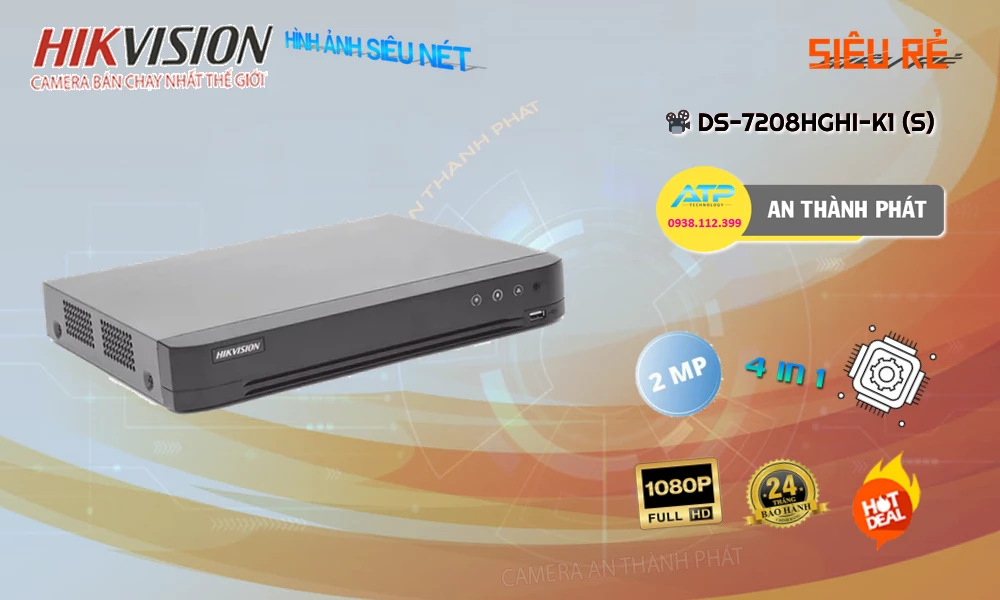 ➠  DS-7208HGHI-K1(S) sắc nét Hikvision