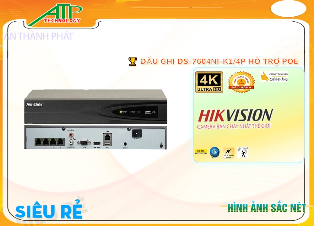 Đầu Ghi DS-7604NI-K1/4P Giá tốt 🌟👌 Đầu Ghi DS-7604NI-K1/4P Giá tốt 🌟👌