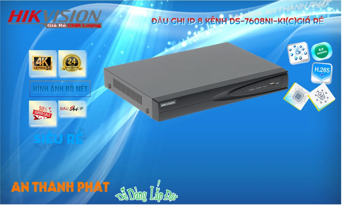 DS-7608NI-K1(C) sắc nét Hikvision