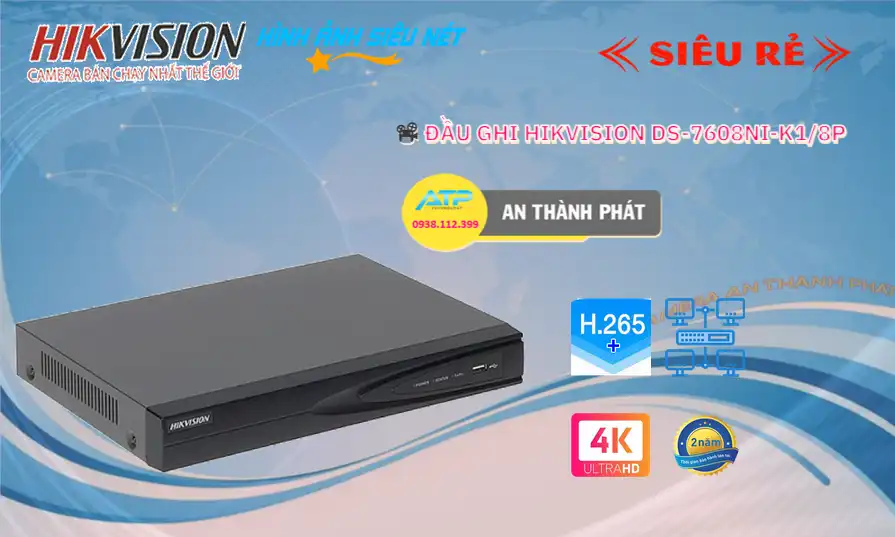 DS-7608NI-K1/8P sắc nét Hikvision