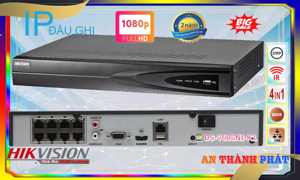 DS-7608NI-K1 sắc nét Hikvision
