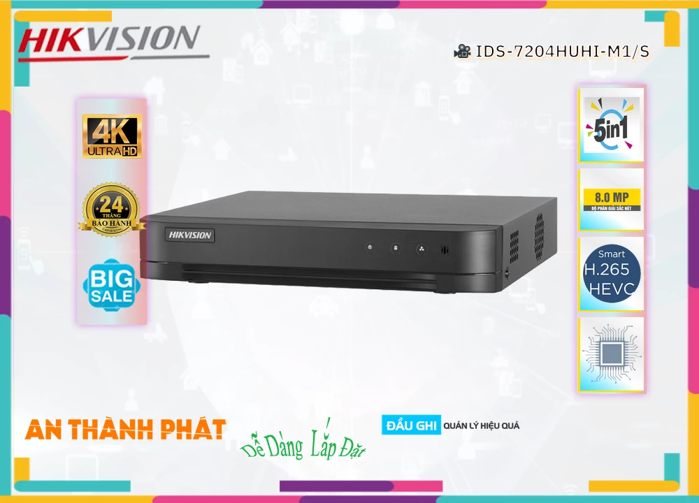IDS-7204HUHI-M1-S đầu ghi hình camera chất lượng hình ảnh ultra 4k
