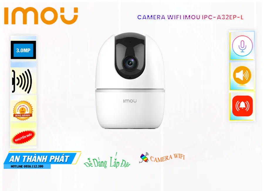 Camera IMOU IPC-A32EP-L 3MP, camera quay xoay 360 độ IPC-A32EP-L, camera quan sát IPC-A32EP-L, lắp đặt camera trong nhà IPC-A32EP-L, camera IPC-A32EP-L giá rẻ, camera chính hãng IPC-A32EP-L