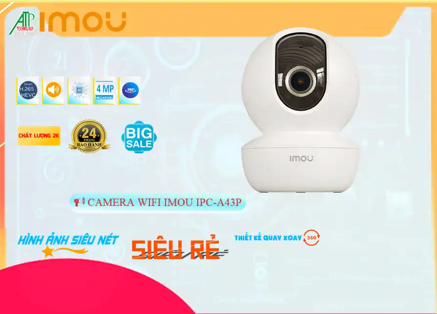 IPC-A43P sắc nét Wifi Imou IPC-A43P sắc nét Wifi Imou