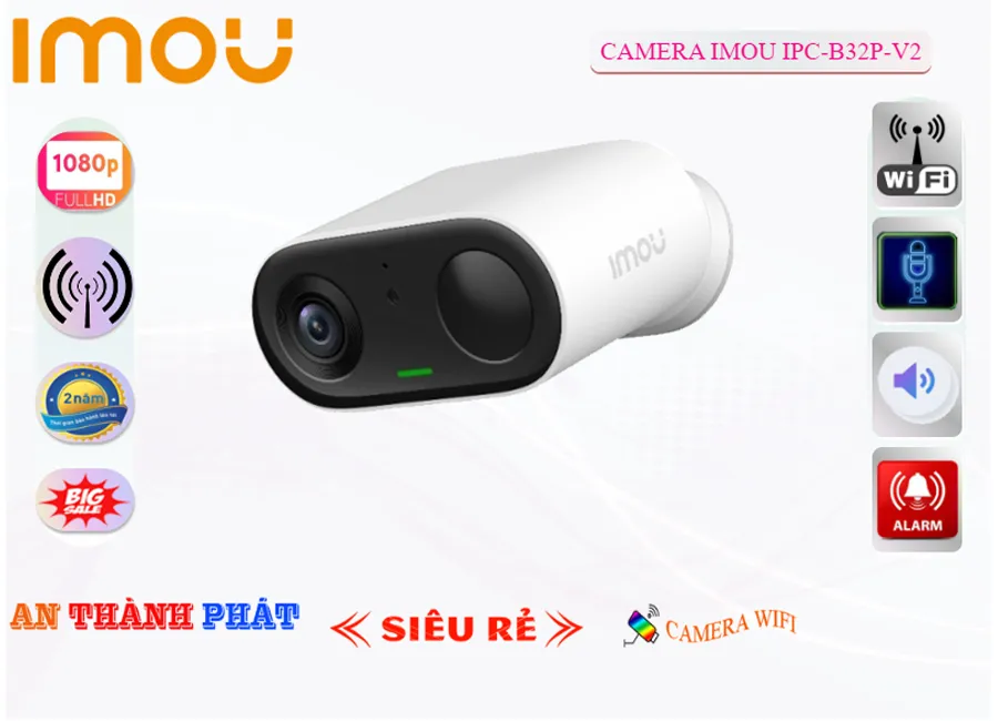 Camera Imou Dùng Pin IPC-B32P-V2,IPC-B32P-V2 rẻ nhất, Loại Camera Giá re IPC-B32P-V2 Giá rẻ nhất,IPC-B32P-V2 Wifi Không Dây  giá mới nhất,IPC-B32P-V2 giá kỹ thuật,Phân Phối Sỉ IPC-B32P-V2 Ultra 2k lite 3.0 megapixel ,Công ty bán IPC-B32P-V2,IPC-B32P-V2 rẻ nhất,IPC-B32P-V2 Giá rẻ nhất
