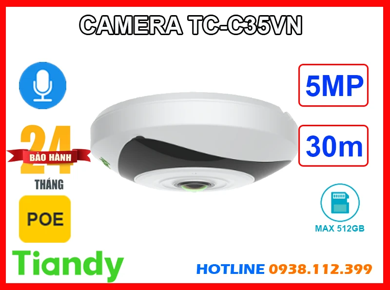 Camera Mắt Cá TIANDY TC-C35VN (5MP), camera quan sát TIANDY TC-C35VN, lắp đặt camera TIANDY TC-C35VN, lắp camera TIANDY TC-C35VN giá rẻ, camera TIANDY TC-C35VN giá rẻ, camera ghi âm TIANDY TC-C35VN, camera trong nhà TIANDY TC-C35VN,